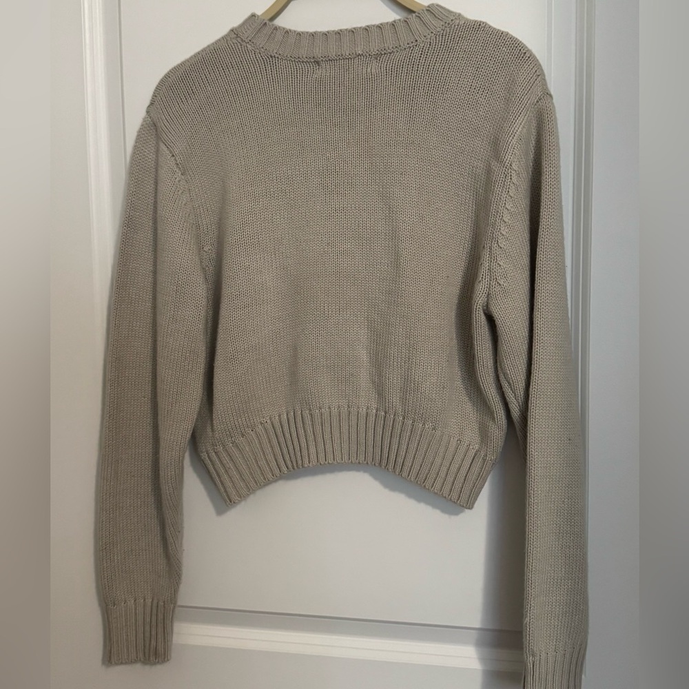 Women's Light Grey Crop Sweater - Picture 6 of 16